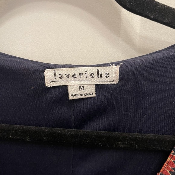 Loveriche Navy Blue Floral Long Sleeve Dress Cottage‎ Core Boho Festival Mini - Picture 3 of 8